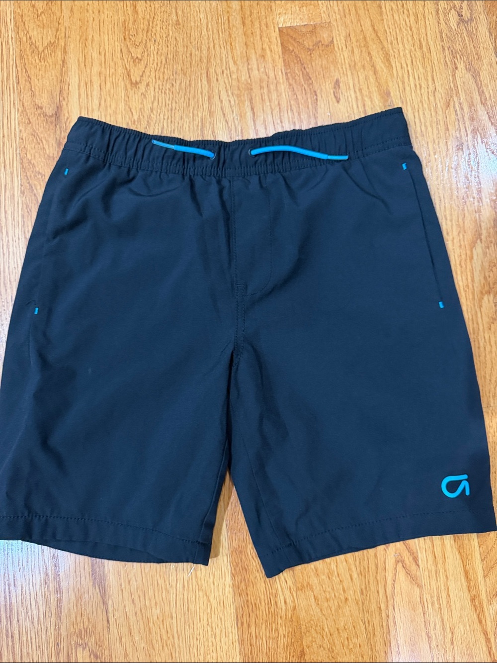 Kids' Black Swim Hybrids with Aqua Accent